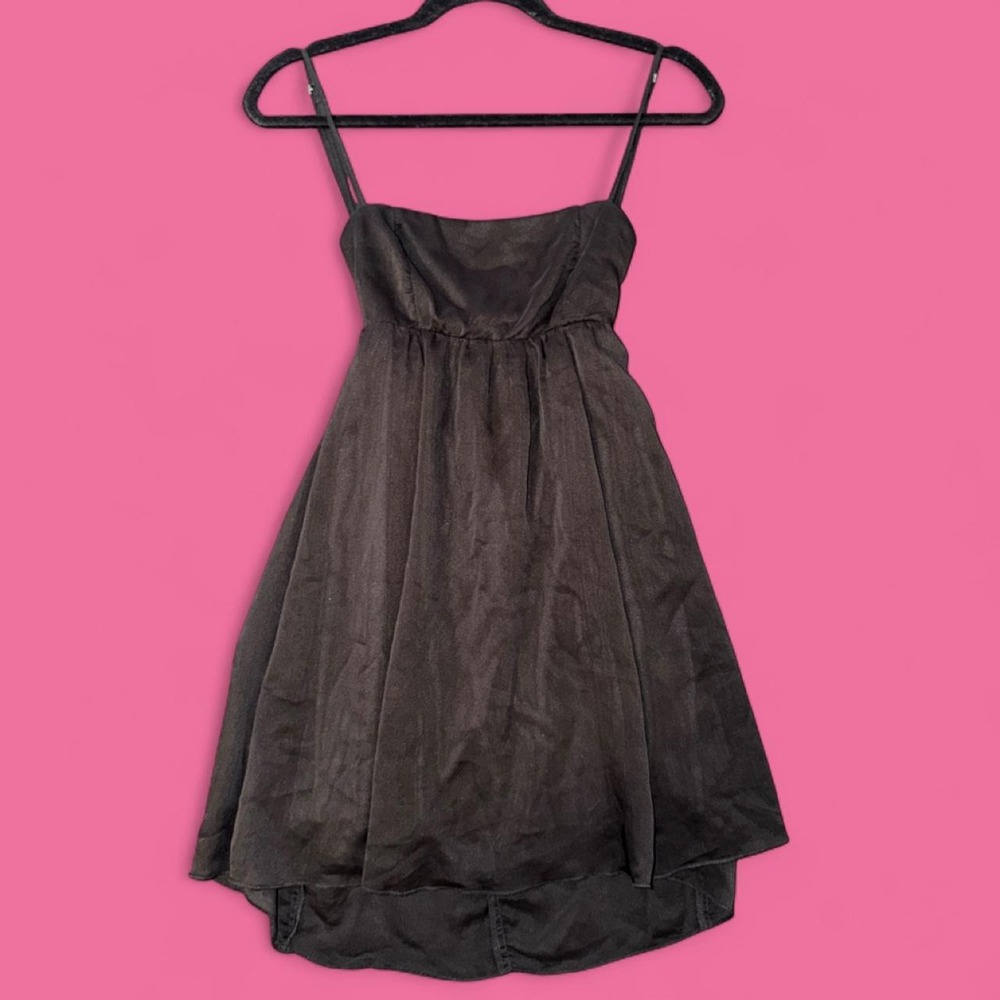 Lucy in the Sky Black Babydoll Mini Dress XS Tie Back Party Cocktail